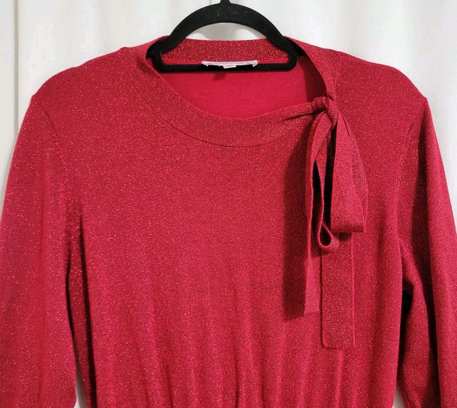 Nanette Lepore Sparkly Red Dress Size XL Holiday Christmas 3/4 Sleeve Classic