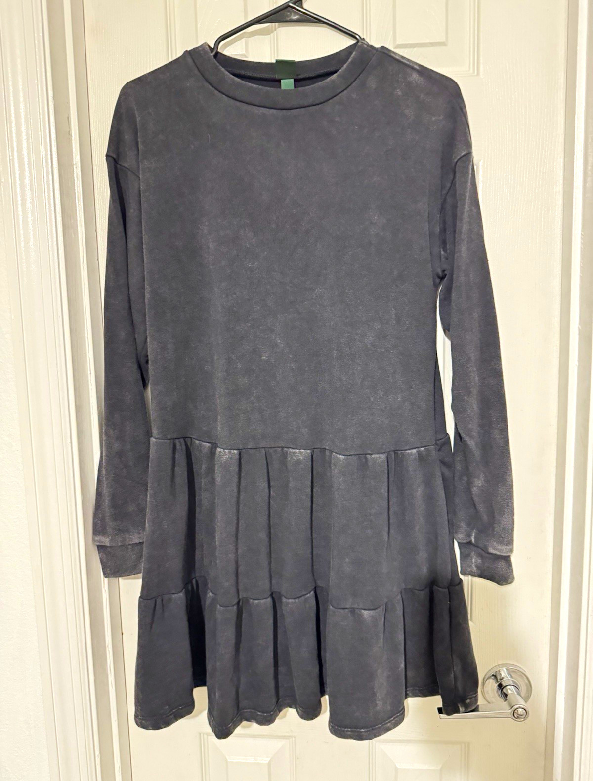 Wild Fable Women’s Black Babydoll Tiered Crew Neck Long Sleeve Knit Dress S