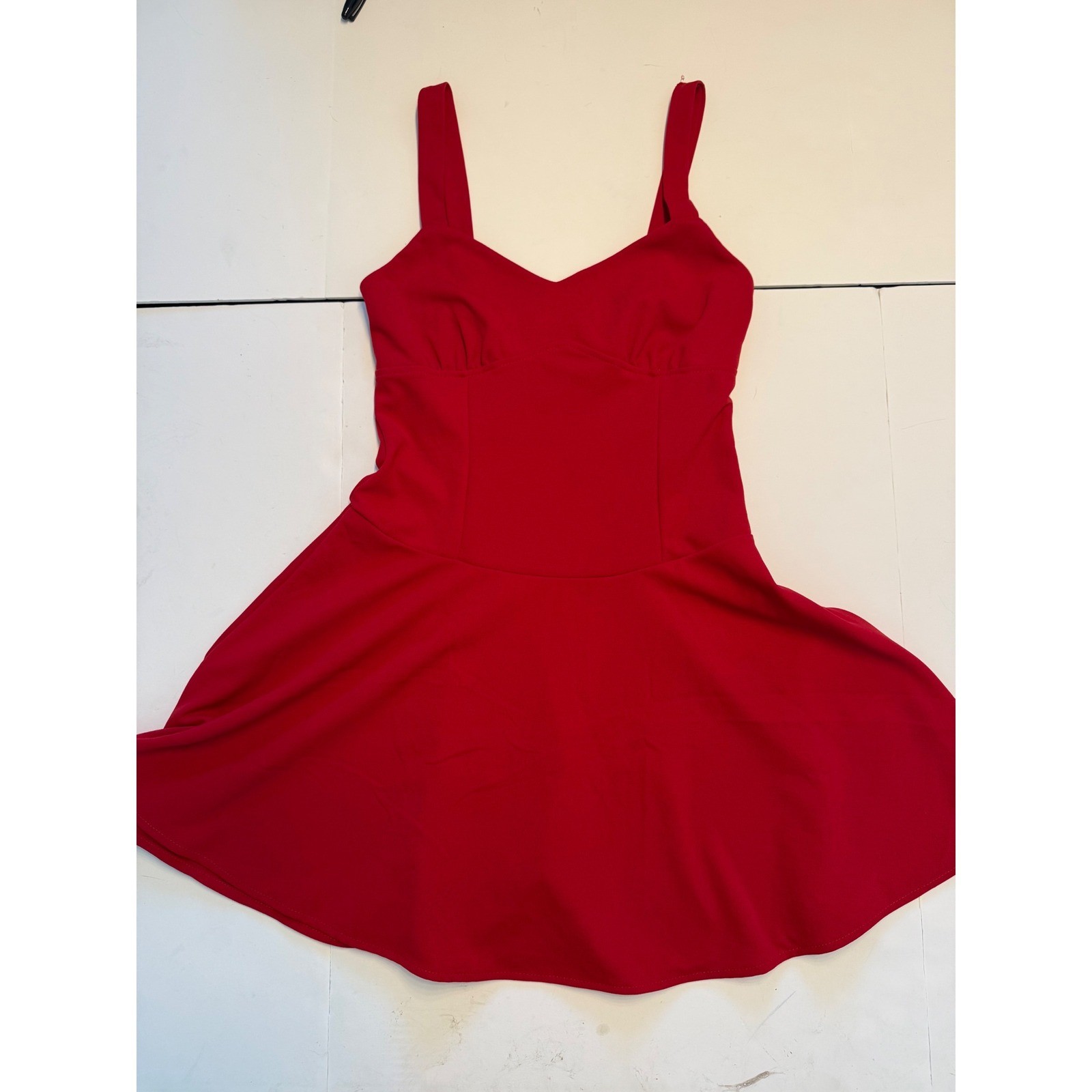 Madden Girl Red Fit and Flare Skater Dress Sweetheart Neck Sleeveless Medium