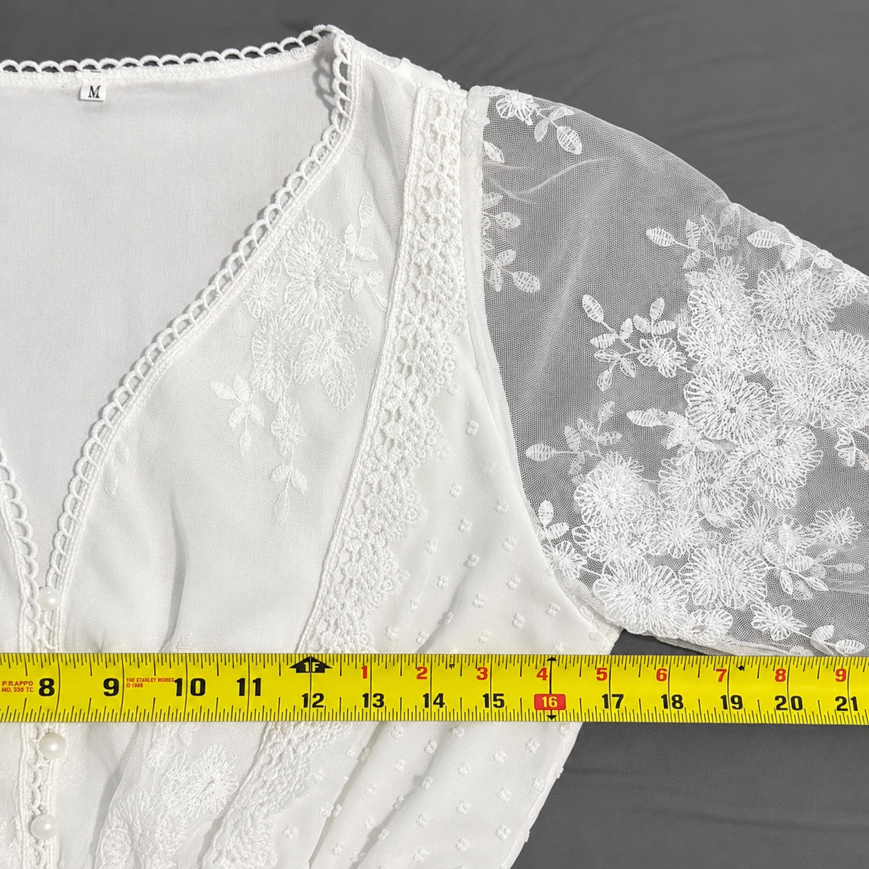 Womens White Floral Lace Swiss Dot Maxi Dress M Boho Embroidered Prairie Lined