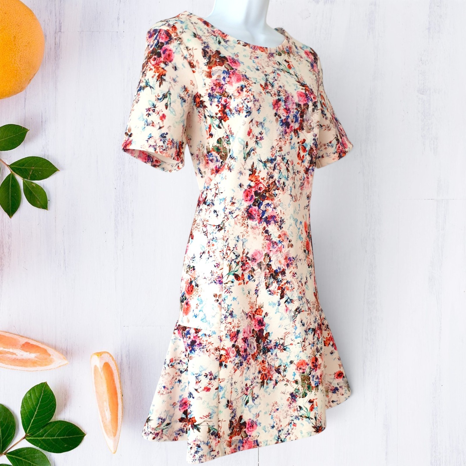 WAREHOUSE Floral Dress 10 Cream Wedding Guest Races Party Summer Graduation New
