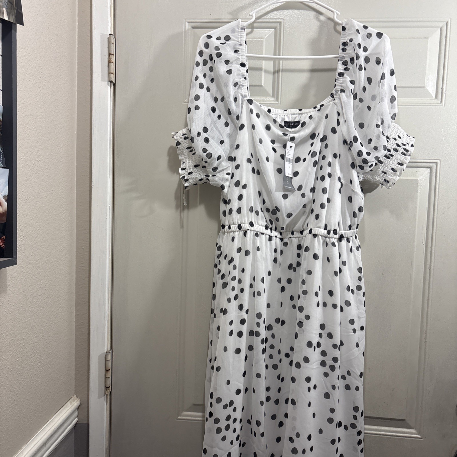 Lane Bryant Smocked Cuff-Sleeve Square-Neck Fit & Flare Dress Size 16 NWT