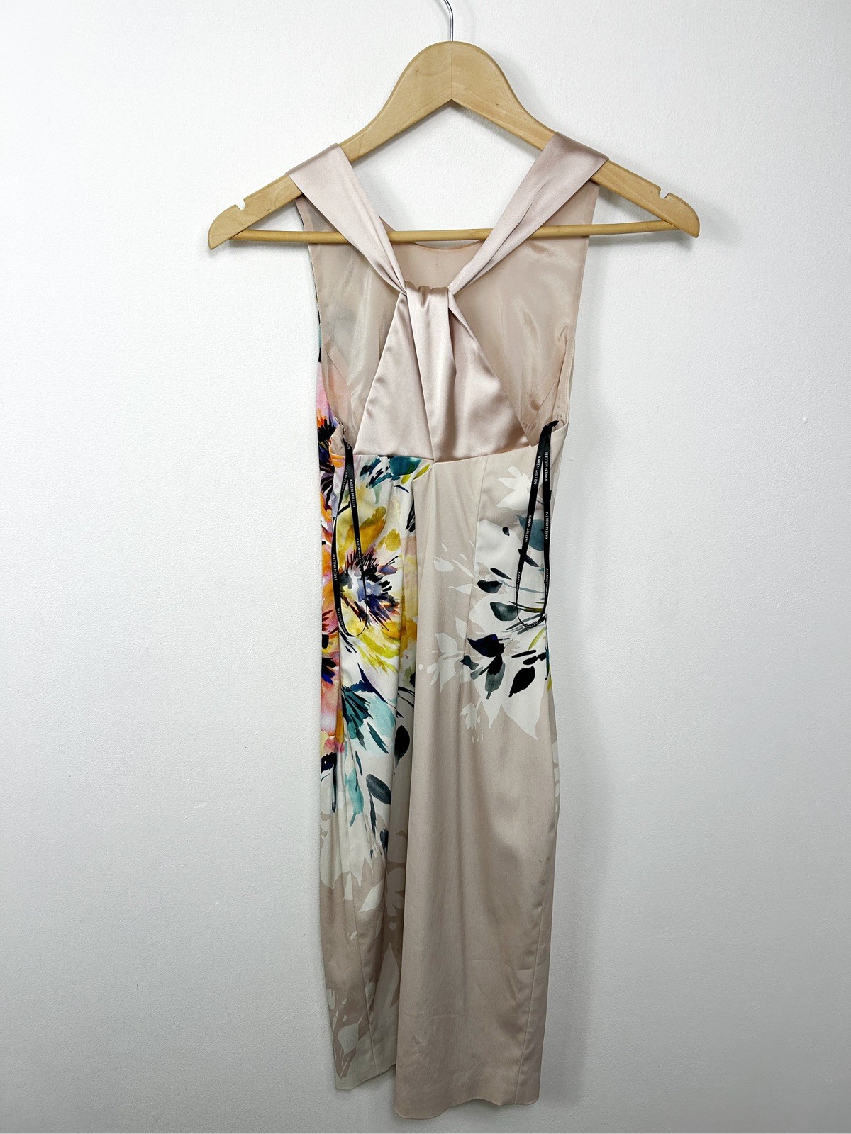Karen Mullen Floral Satin Pencil Wedding Occasion Bodycon Midi Dress UK 8