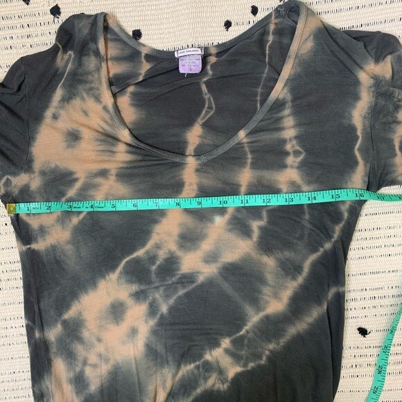 LOVE TANJANE Womens S Tie Dye Olive & Tan Drape Sleeve Dres