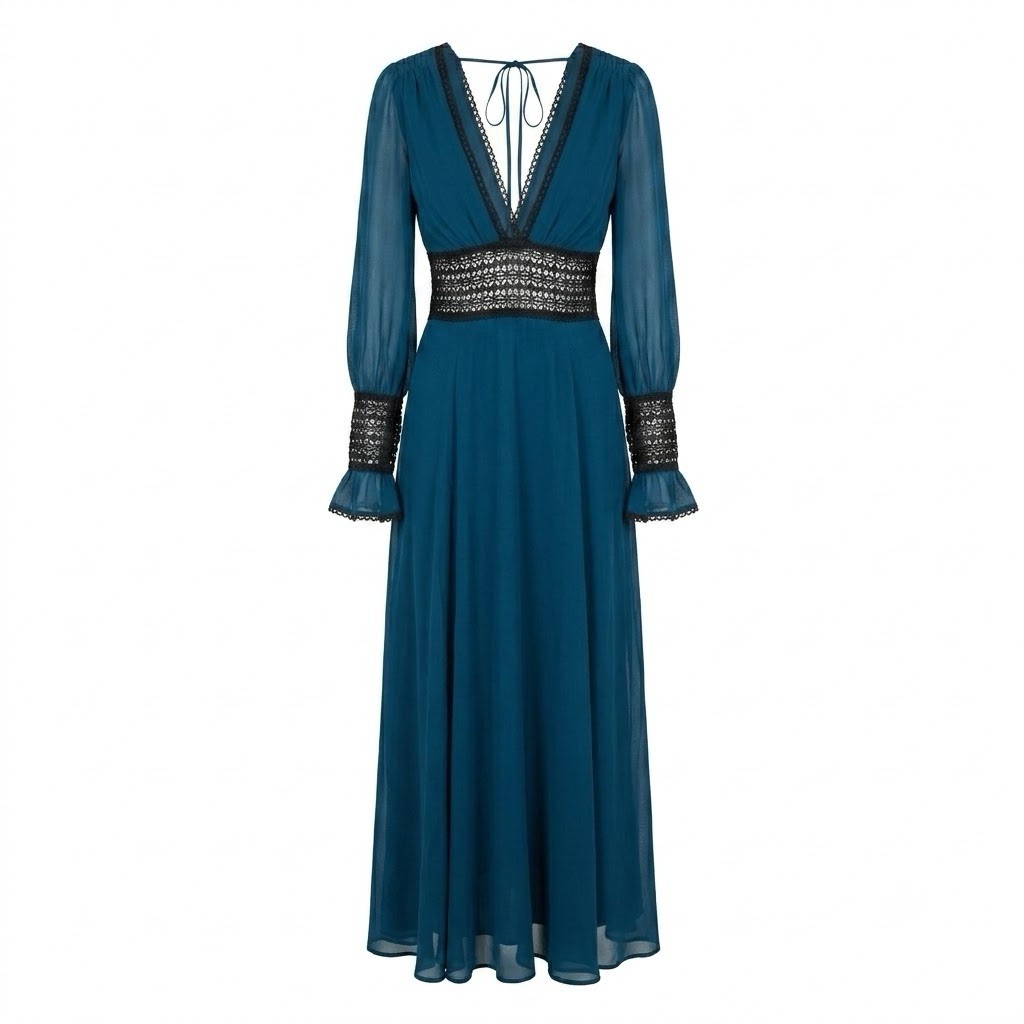 For Love And Lemons Celine Maxi Dress Size S Blue Silk Blend Bohemian NWT