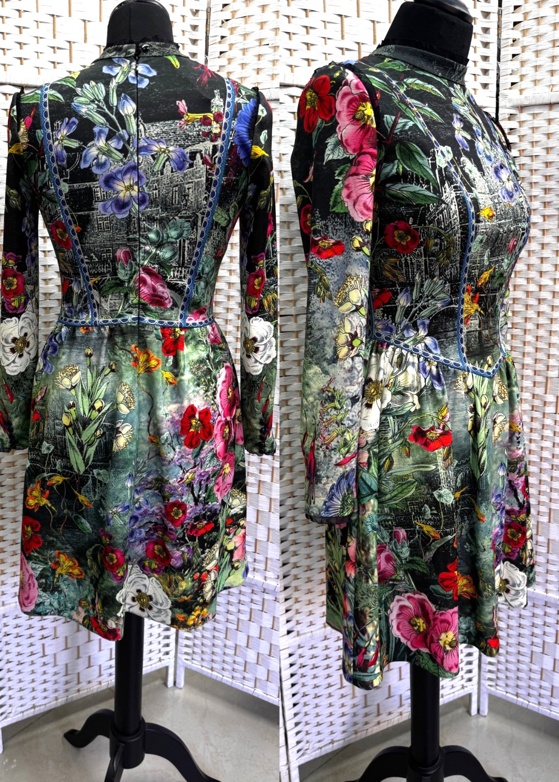 Michal Negrin Elegant Floral And Crystals Dress Size – 36 – NWT