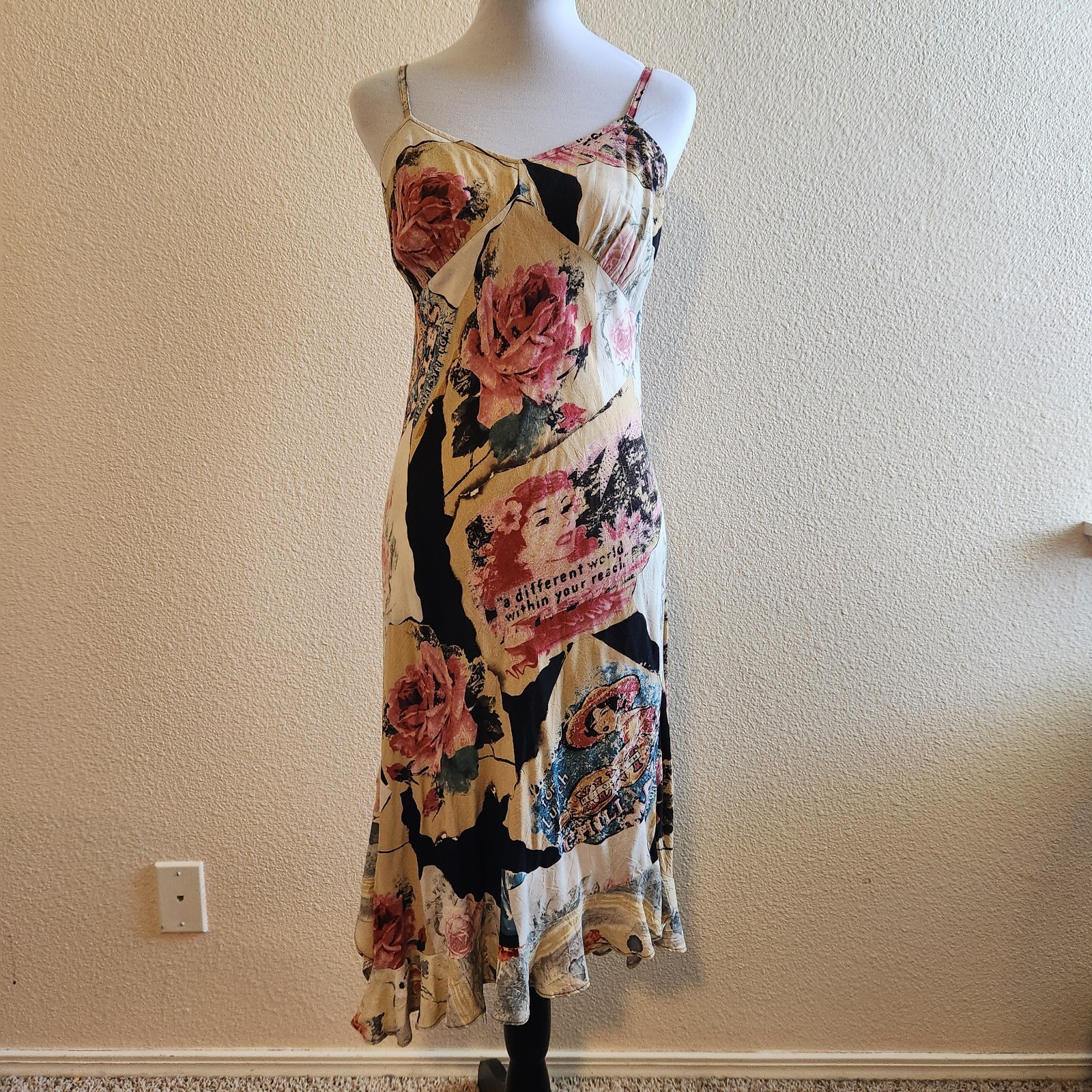 Jams World Dress Nostalgia Babydoll Asymmetrical Ruffle Hem Rayon Vintage Hawaii