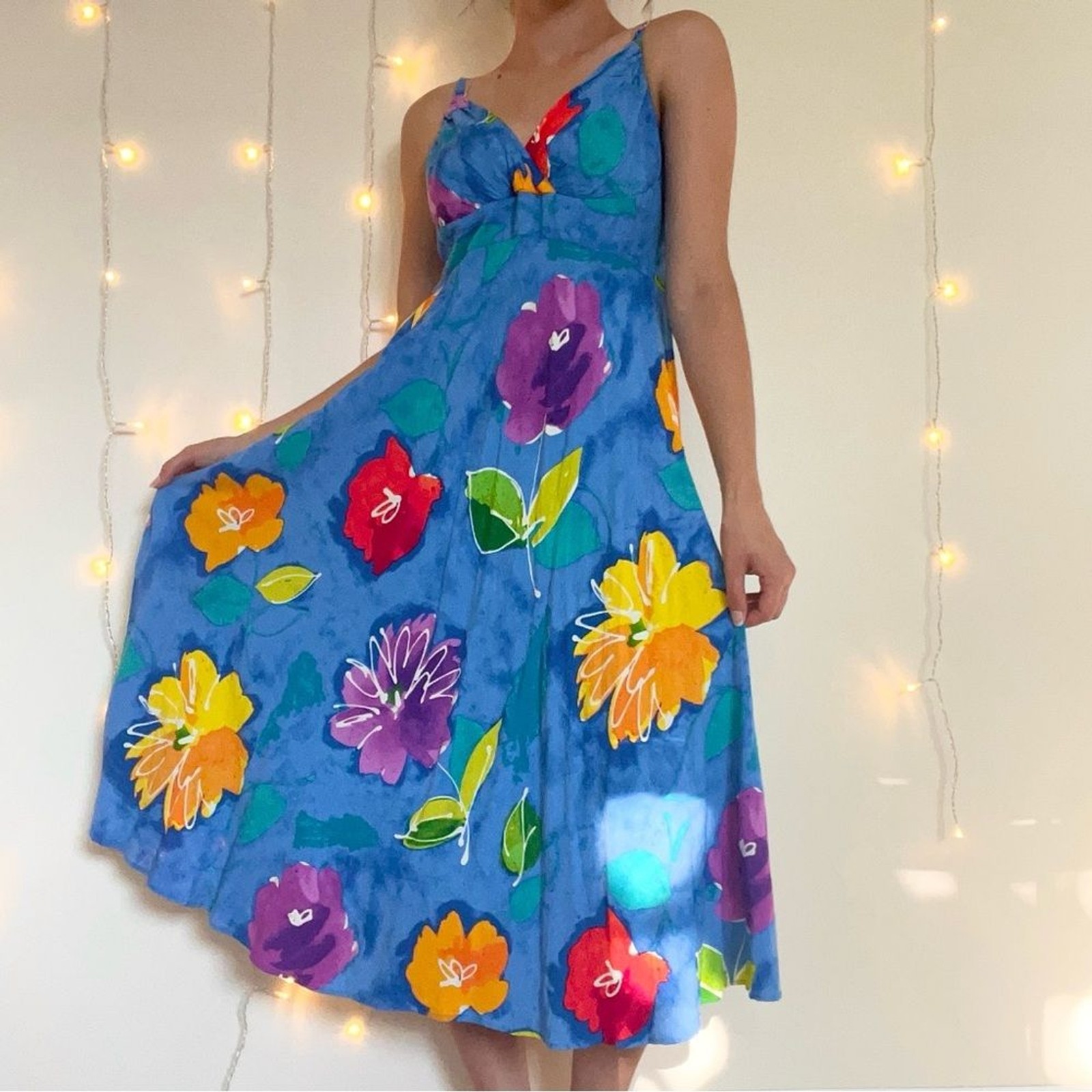 Gorgeous bright colored large print floral summer dress