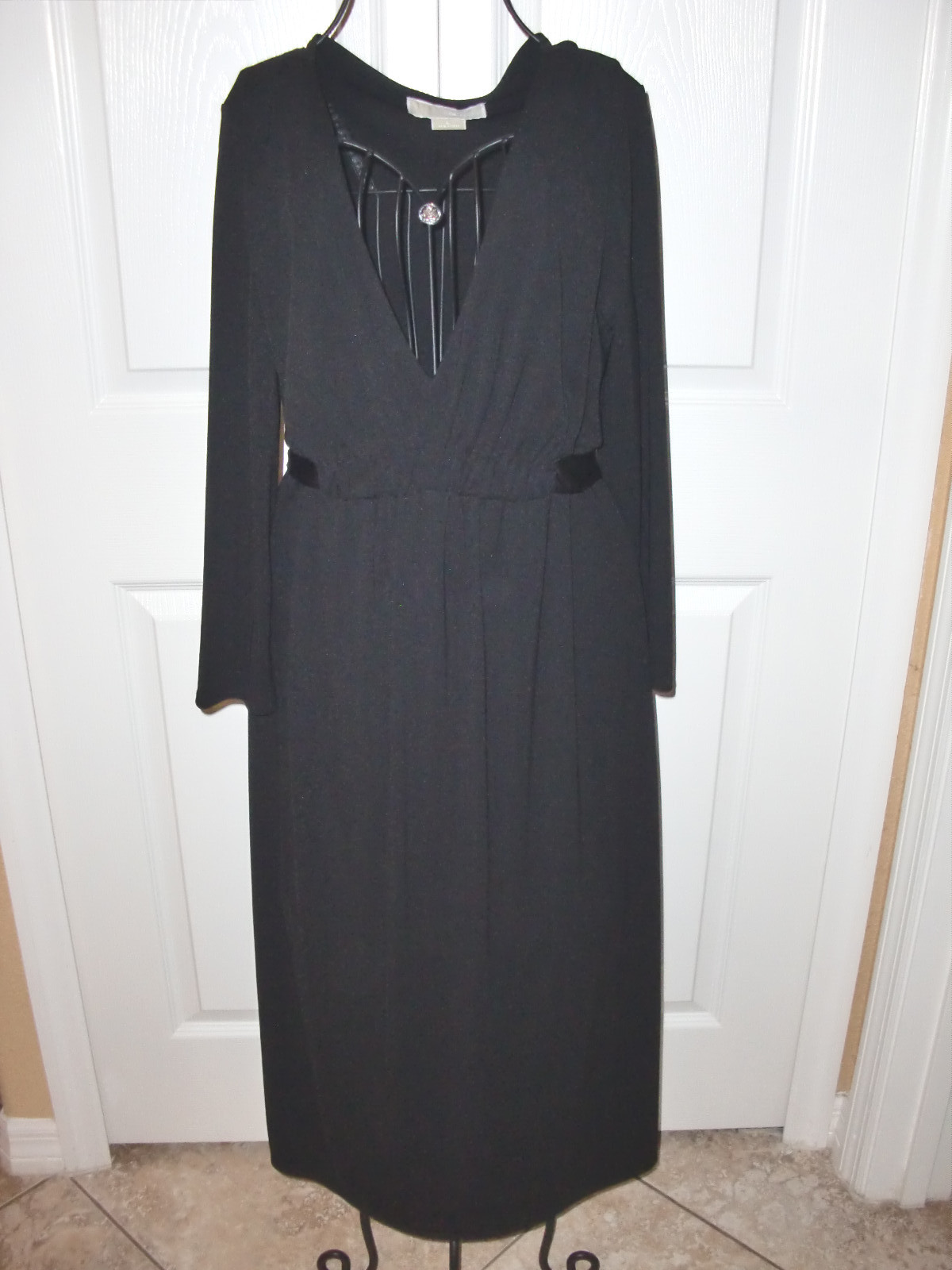 Women’s”MICHAEL KORS”Black Empire Waist Belt Closure Lined Stretch Dress size L