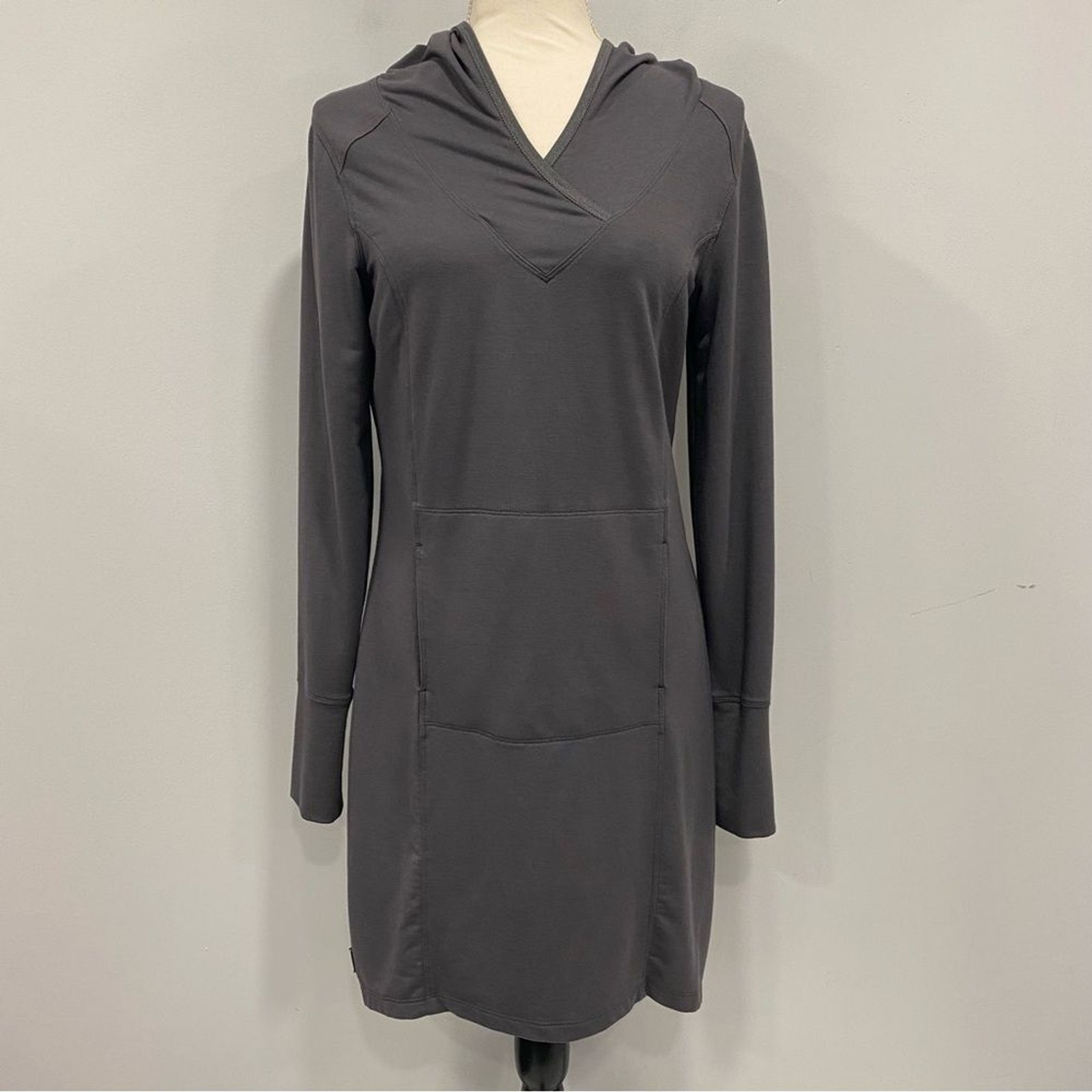 LOLE M Gray Hooded Tunic Lightweight Sweatshirt Dress Outdoor Camp Hike Nature
