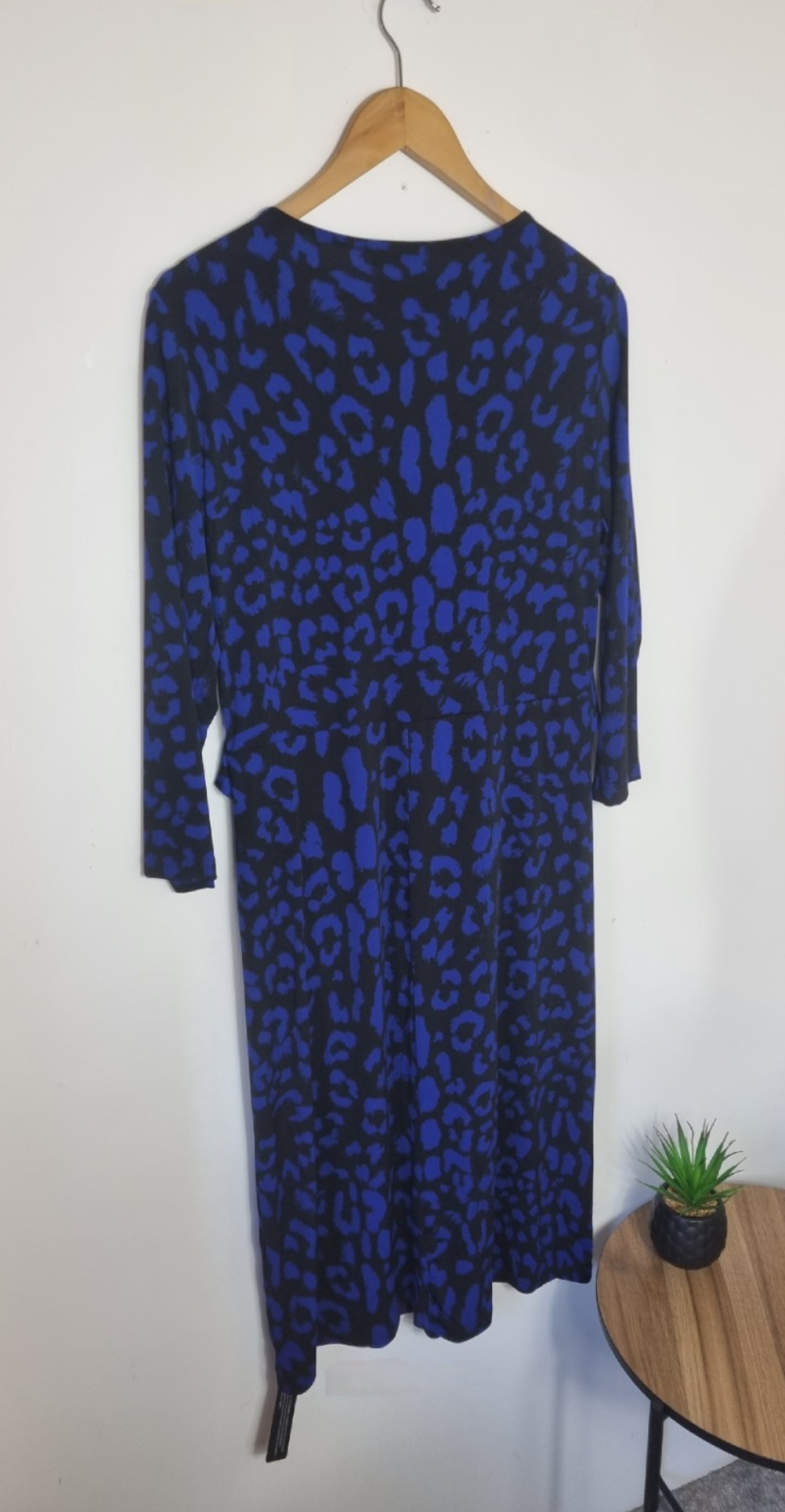 ROMAN Size 16 Blue Black Leopard Print Dress BNWT NEW Below Knee Length Sleeved