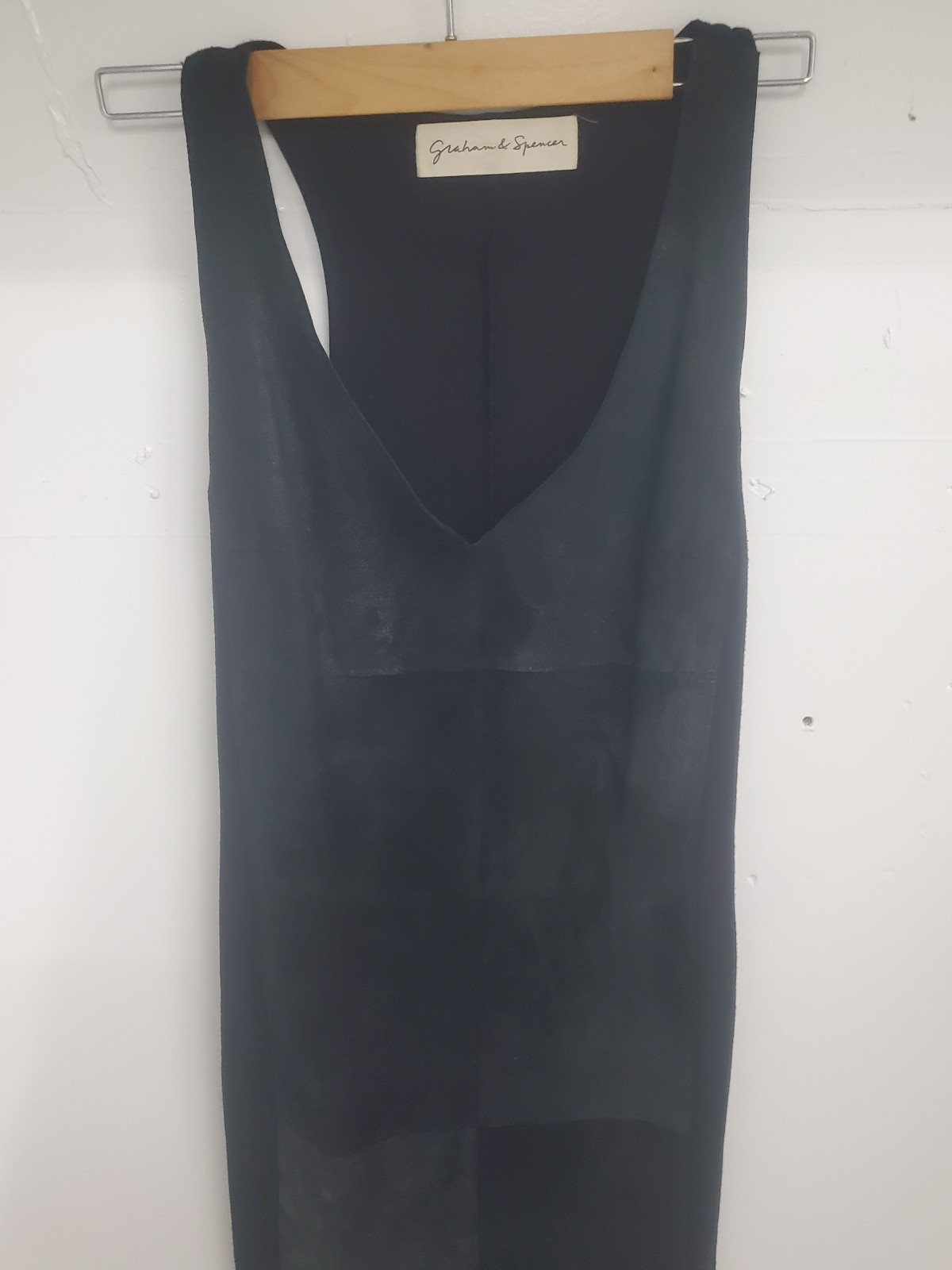 Graham and Spencer black tank dress l suede leather front size S/M