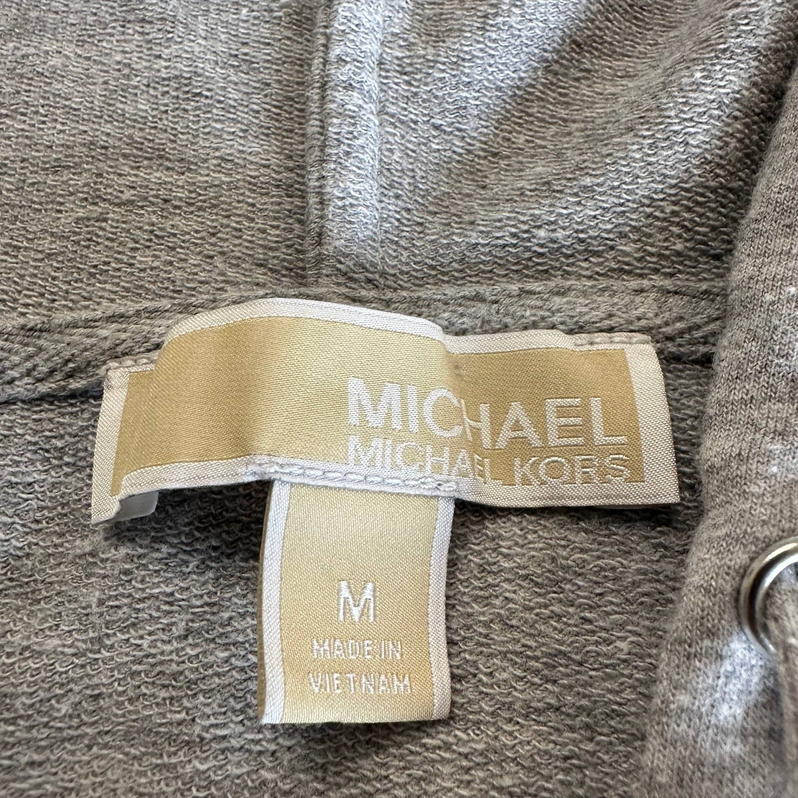 Michael Michael Kors Womens Heather Grey Logo Tape Short Sleeve Hoodie Dress M