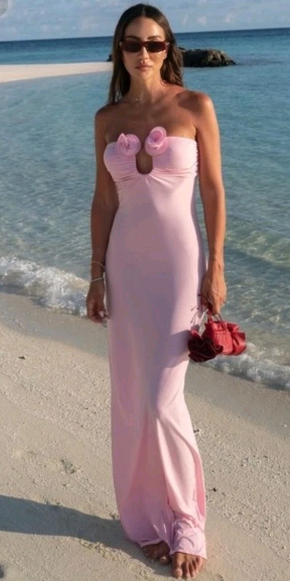 Magda Butrym Rosette Strapless Maxi Dress SIZE 6