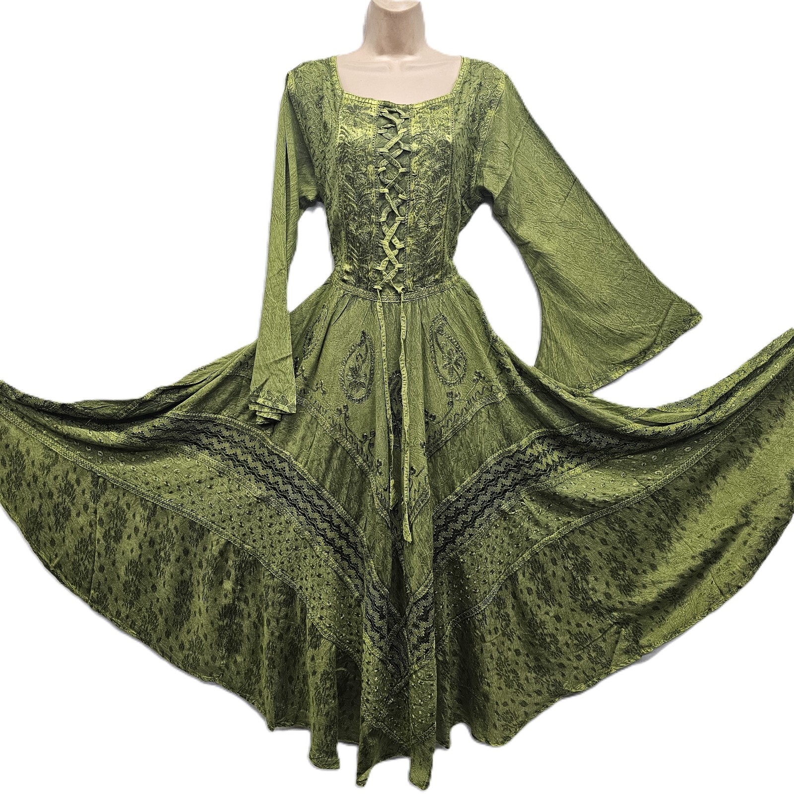 Long Sleeve Maxi Dress Autumn/Winter Formal Rayon Henna Green 12 14 16 18 20 22