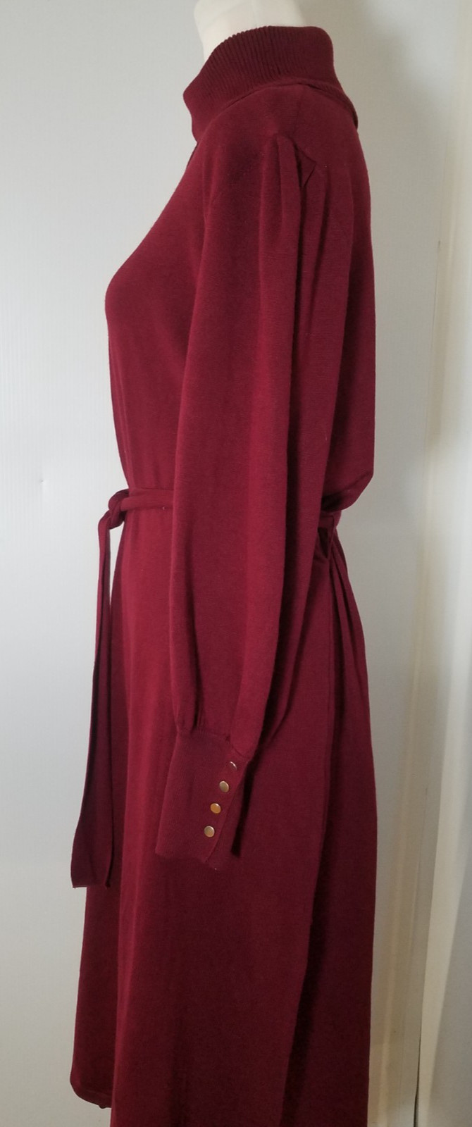 Maia Sweater Dress Size XL Red Knit Long Sleeve Mock Neck Midi Belted 5493