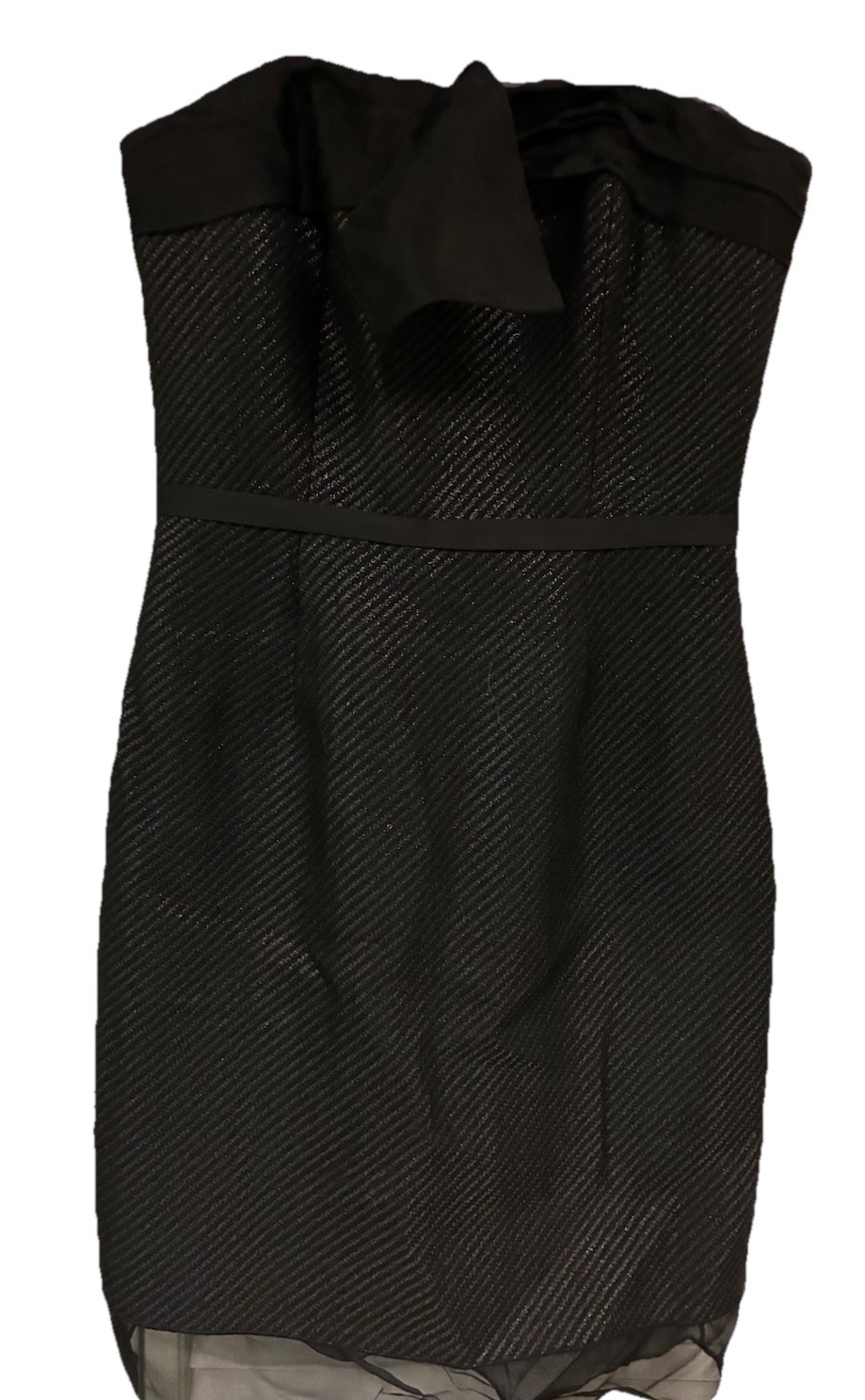 Max & Cleo Wm Strapless Black Herringbone Sz 8 Lined / Stays CCV6K869