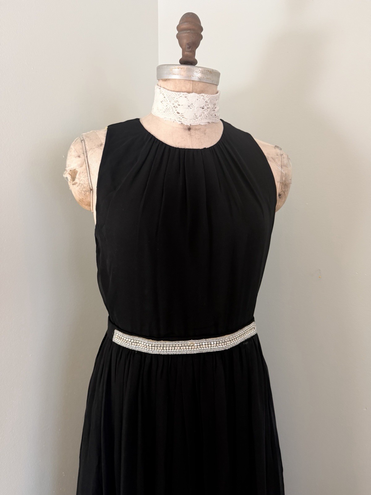 Vintage 90s Kate Spade Black 100% Silk Chiffon Dress SZ 8 FLAW READ