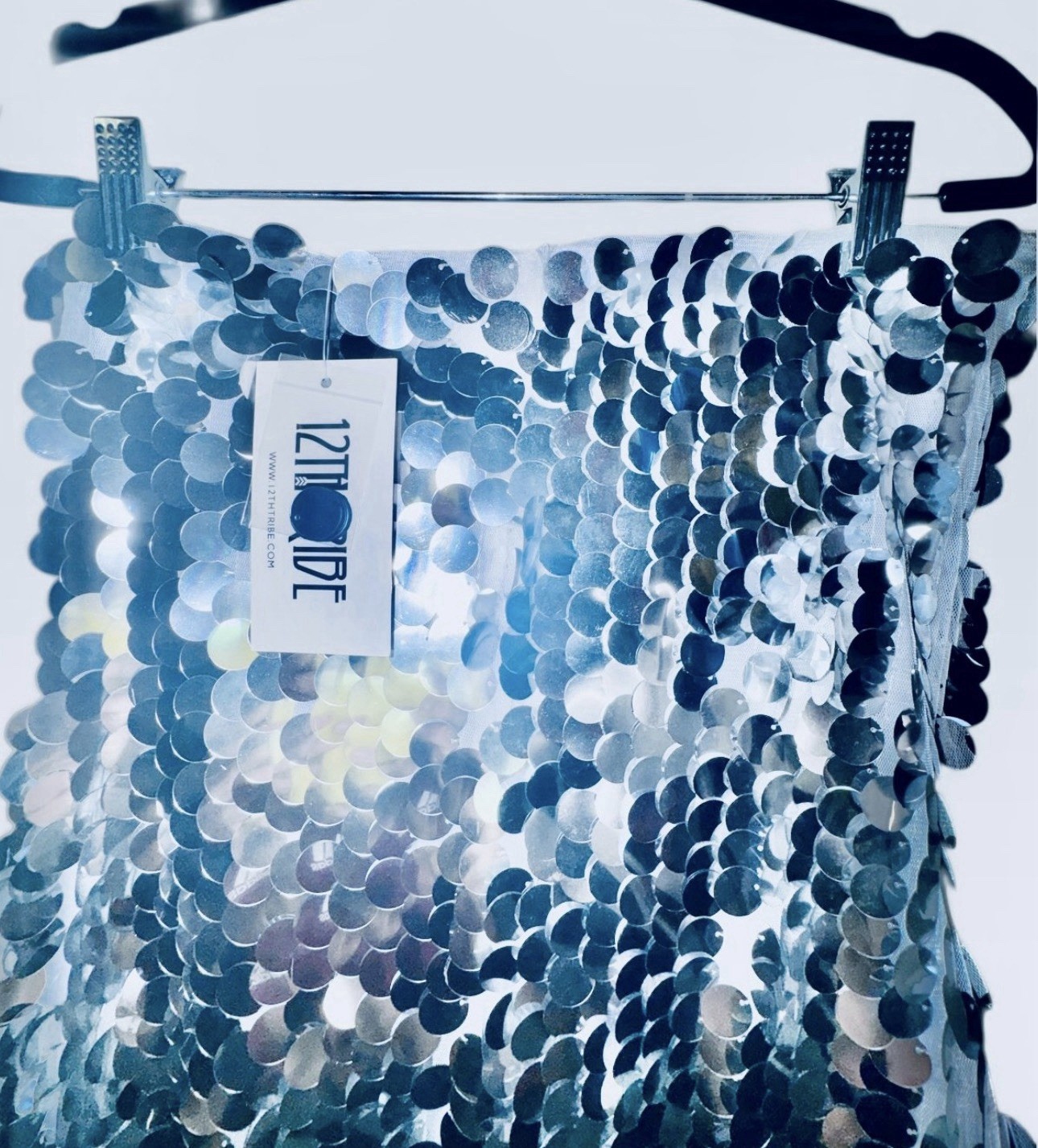 NWT 12th Tribe Silver Sequin Strapless Bodycon Mini Dress Size M Party/Cocktail