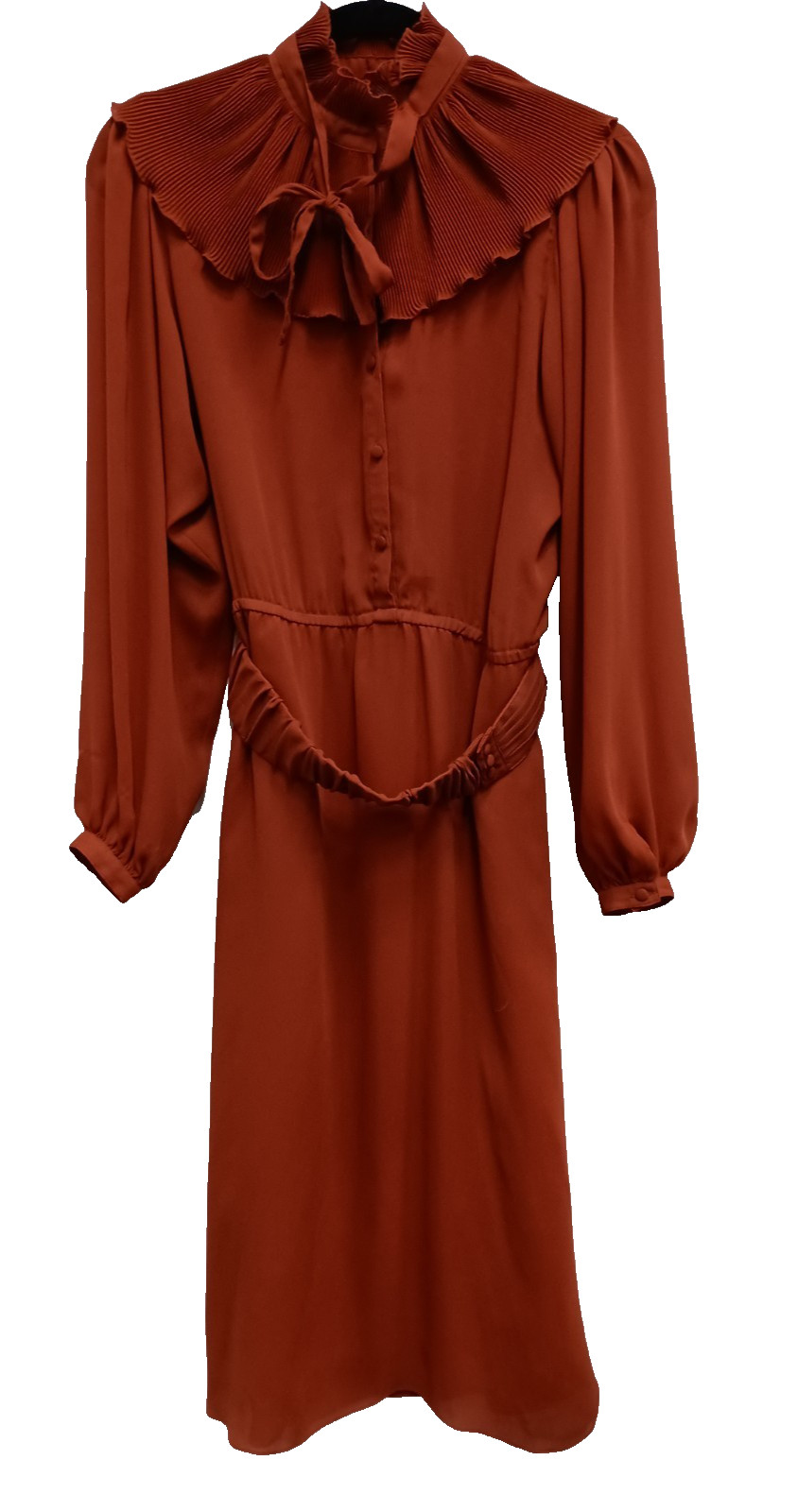 VTG 80s Lucy Berlette Midi Dress Womens Small Rust Orange Preppy Romantic