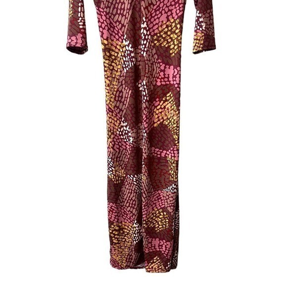 24/7 Boho Animal Print Patchwork Bodycon Maxi Dress Size M NWT Faux Wrap Fitted