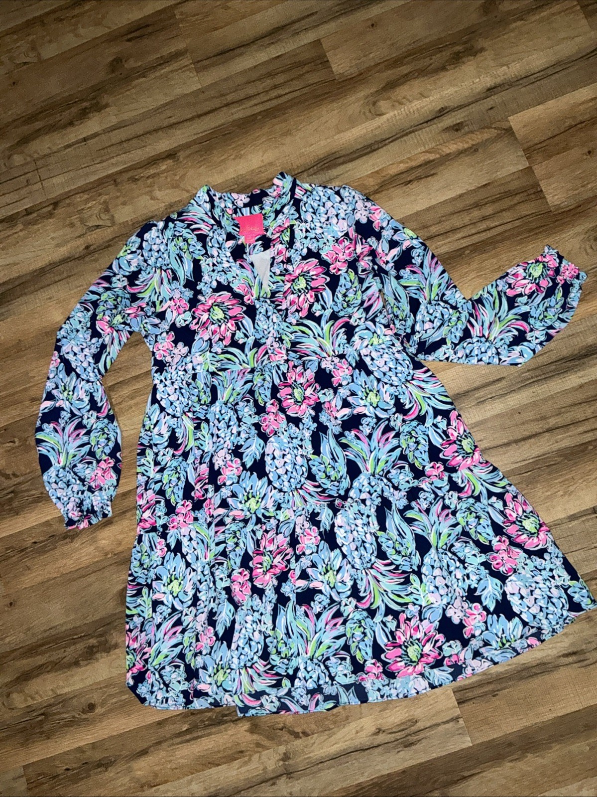 Lilly Pulitzer Winona Stretch Dress Navy Pineapple Paradise Size Small NEW