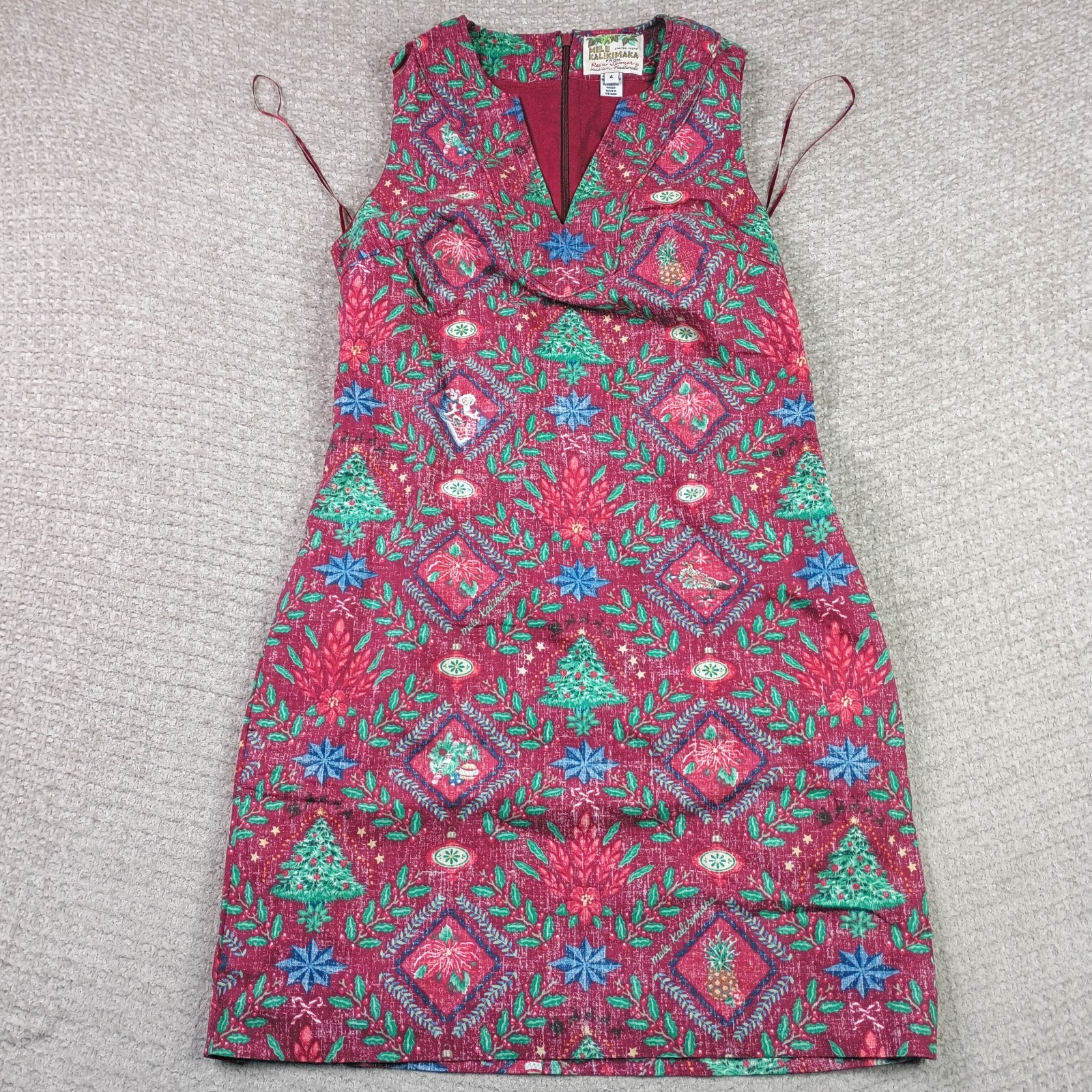 Reyn Spooner Mele Kalikimaka Hawaiian Christmas Sleeveless Dress, Size 4