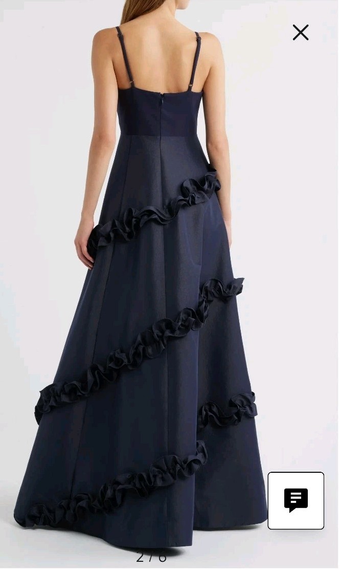 Likely Arissa Ruffle Trim Ballgown Dress Gown Navy, Size 6