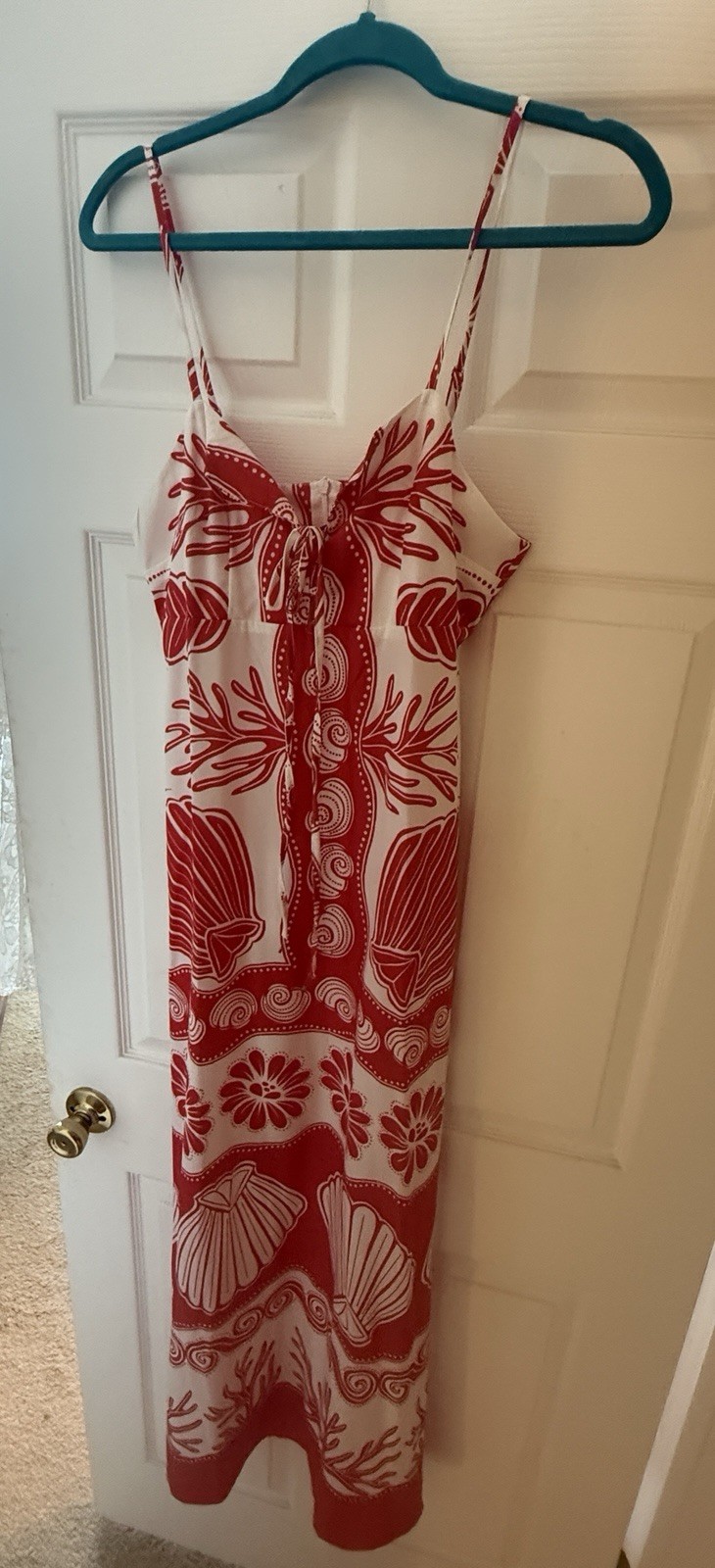 NWOT Like My Choice Red & White Tropical Shell/coral Print Maxi Beach Dress Sz L