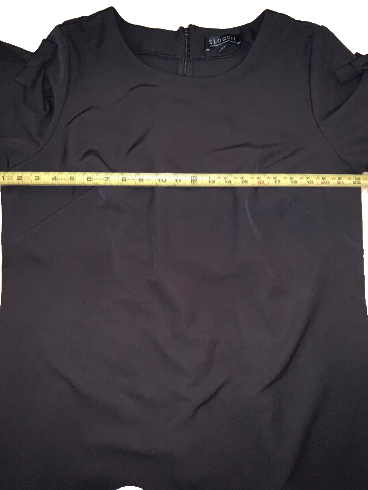New Eloquii autumn winter shift dress short sleeve bow accent color black size16