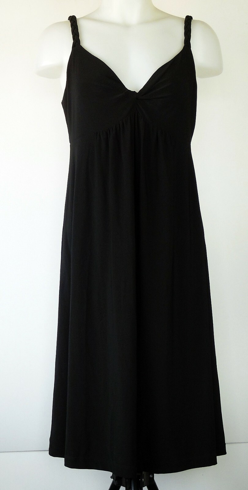 Fylo by Nylon Black Braided Strap Knee-Length Twisted Neck Poly/Spandex Dress M