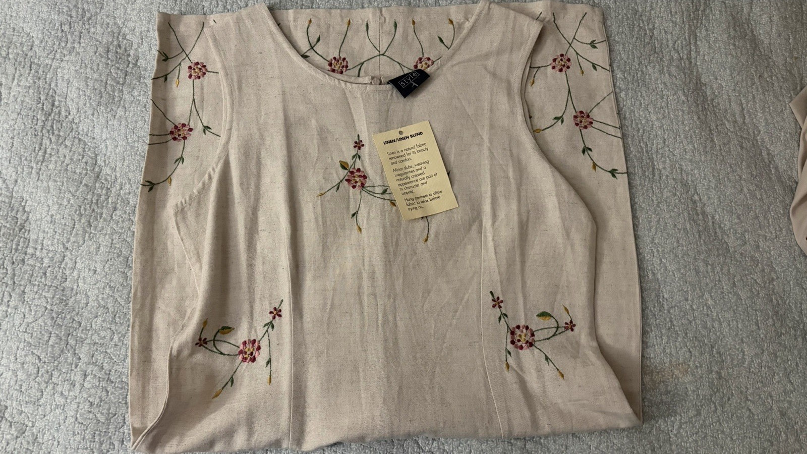 Style Women’s Beige Floral Embroidered Shift Dress Sleeveless UK 12
