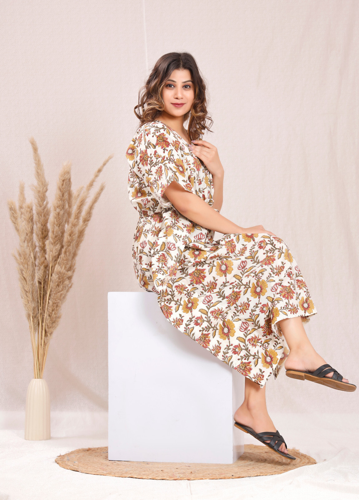 Handmade kaftan cotton plus size regular kaftan resort wear cotton loungewear