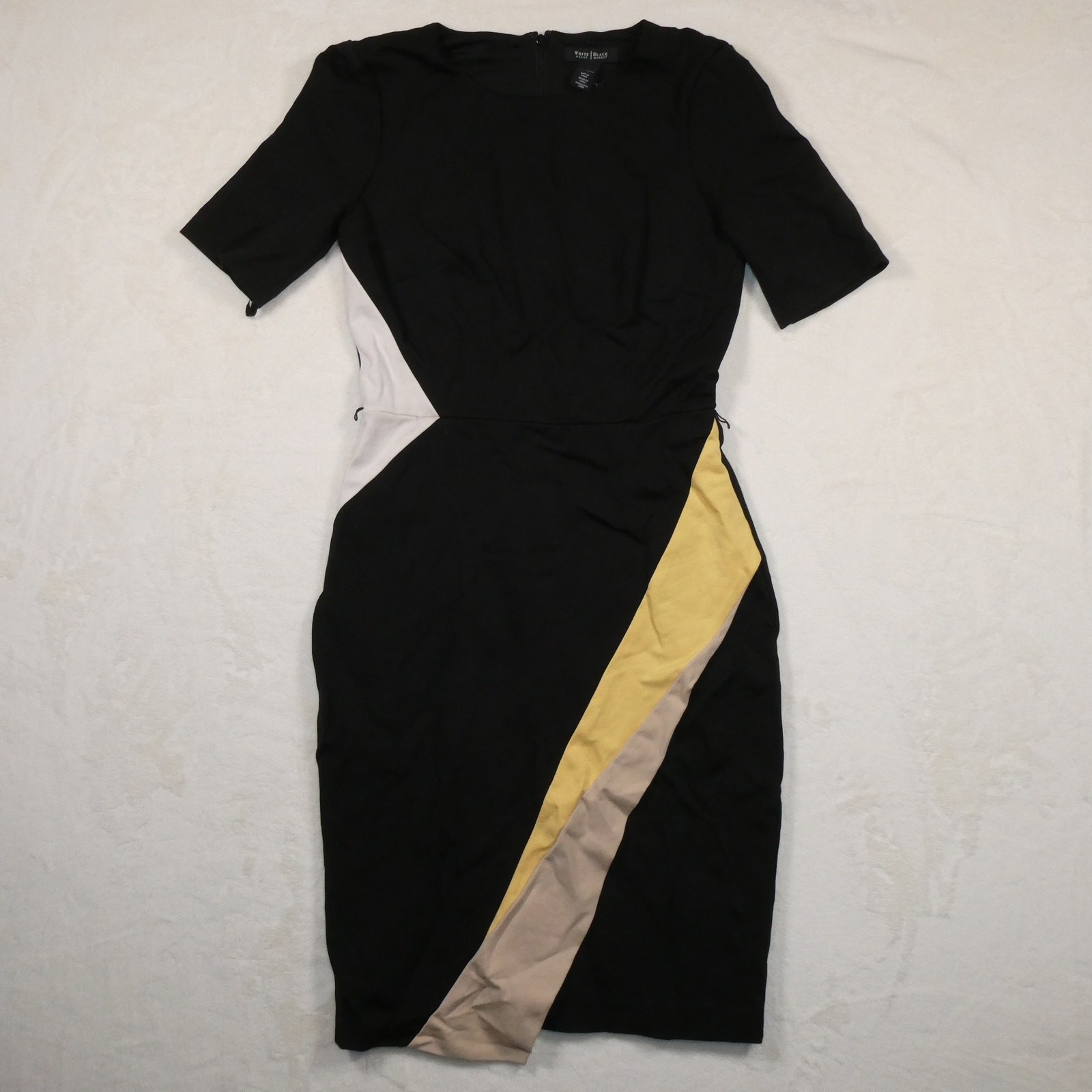 White House Black Market Yellow & Beige Pencil Dress Size 4 (No Belt)