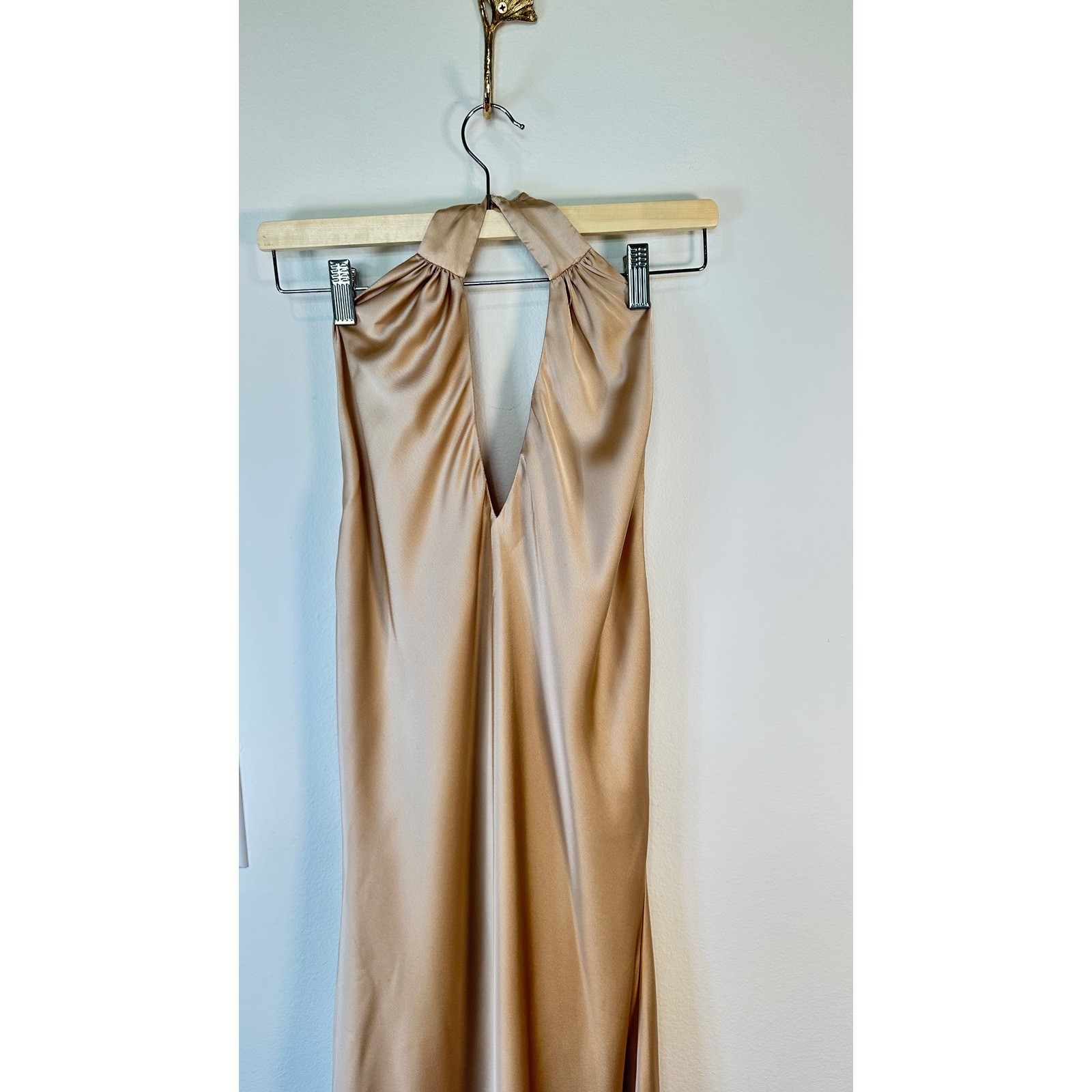Show Me Your Mumu Jasmine Halter Maxi Dress Womens Formal Satin S Champagne