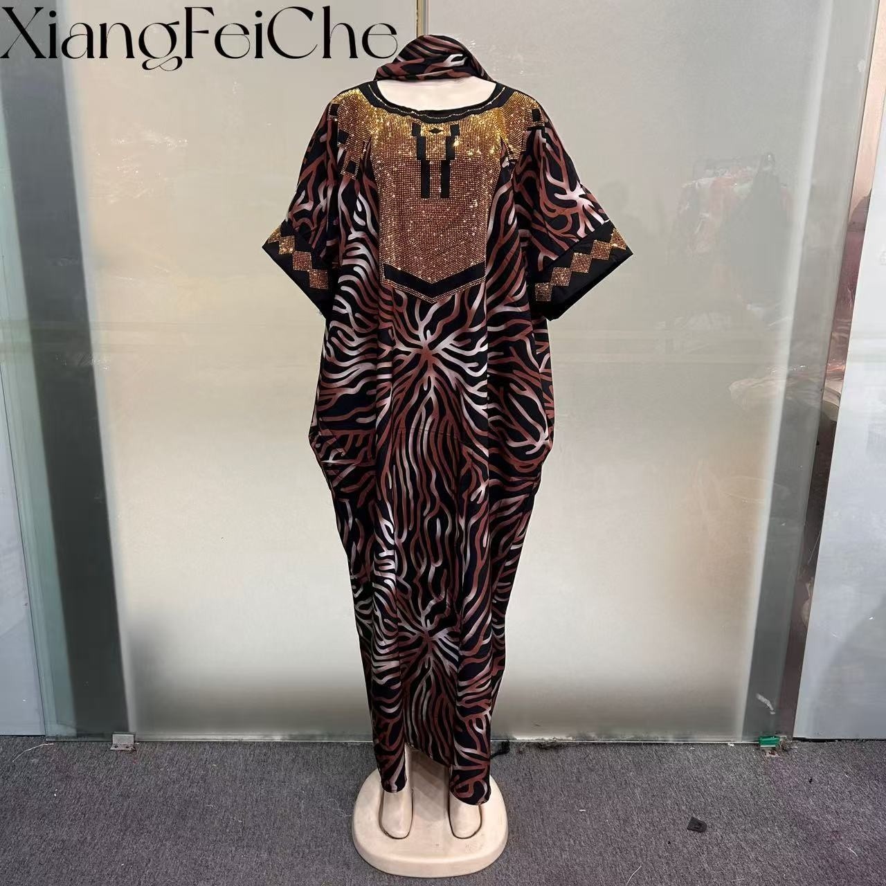 African Kanga Dress | Digital Print Stripe Design | Plus Size Friendly