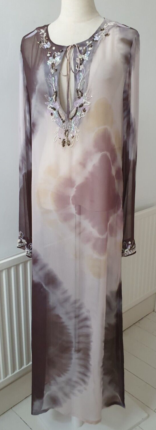 ***GORGEOUS***ALL SAINTS ZAMI MAXI KAFTAN, UK14, US10, EU42, 100% SILK