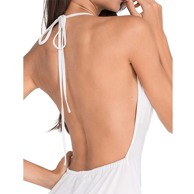 Hot Girl V Neck Backless Side Slit Sexy Slim Camisole Dress Summer Female