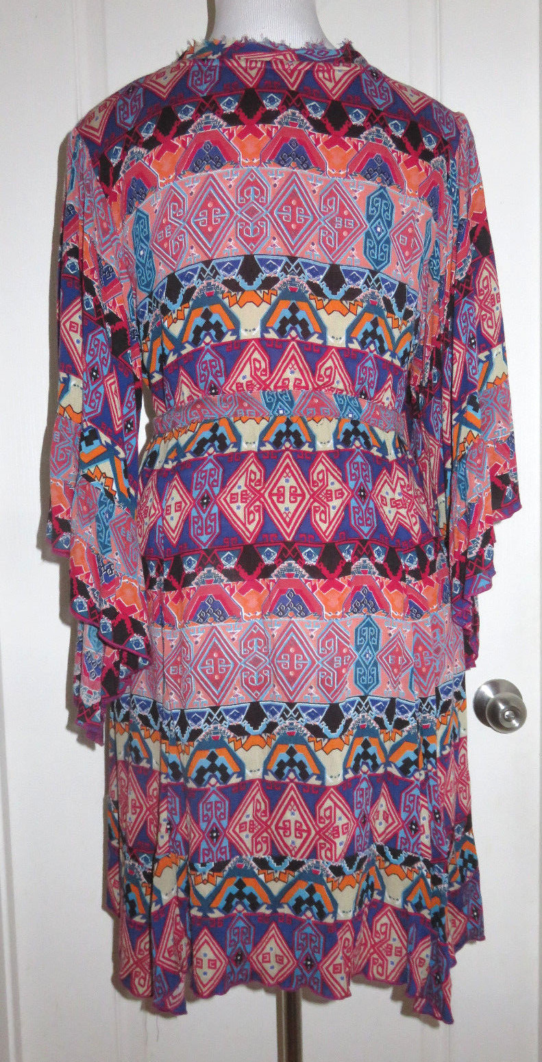 KLOZLYNE Multi Color Red Black Blue Orange BoHo Gypsy Style Dress Size Medium