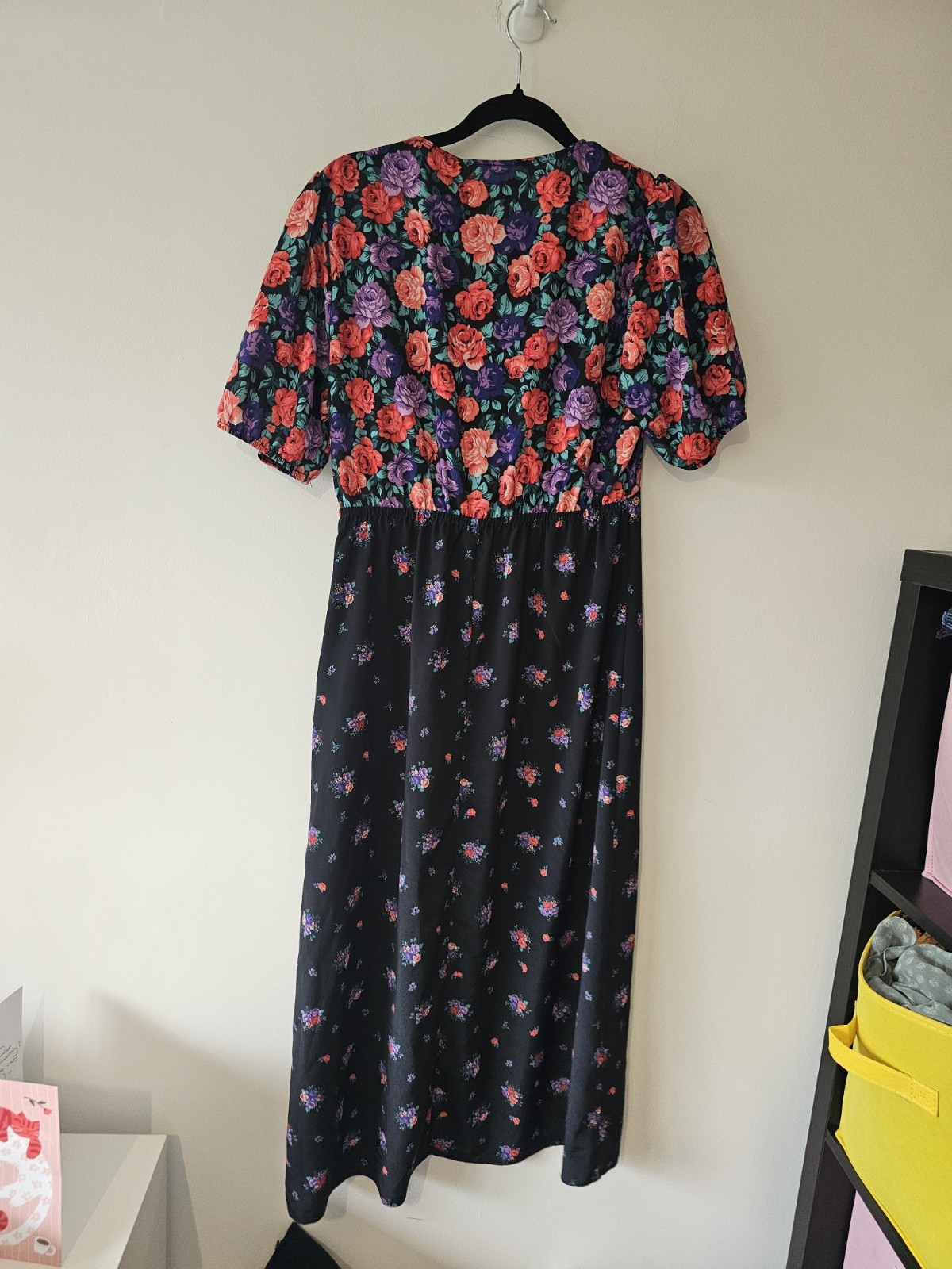 Size 10 Pep&Co Two Pattern Contrast Floral Midi Dress Side Split Lightweight
