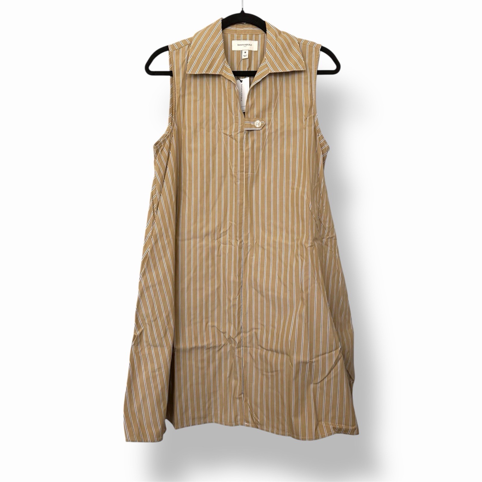 NWT Banana Republic Poplin Striped Mini Dress Tan M