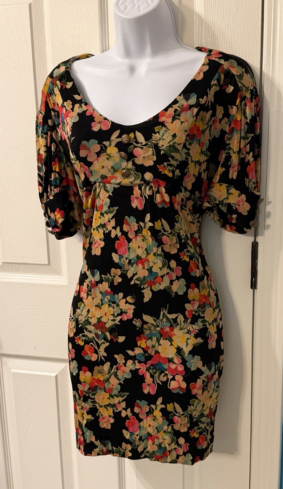 60s Style Floral Mini Dress Retro Colorful 90s Gogo Whimsy Small Groovy Kitsch