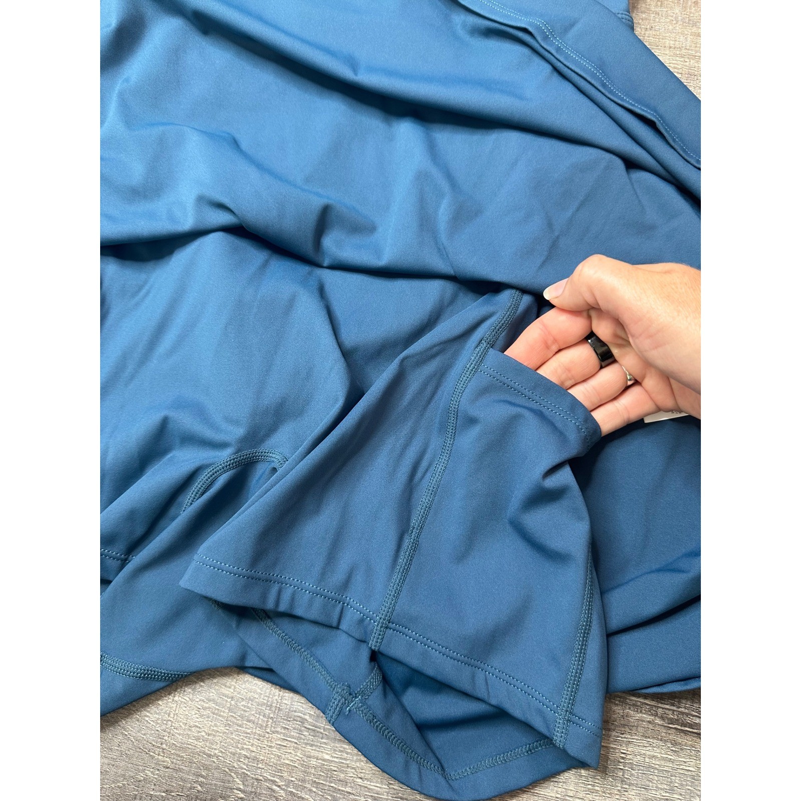 Halara Softlyzero Airy Exercise Dress Teal Blue Halter Twist Back Size M Long