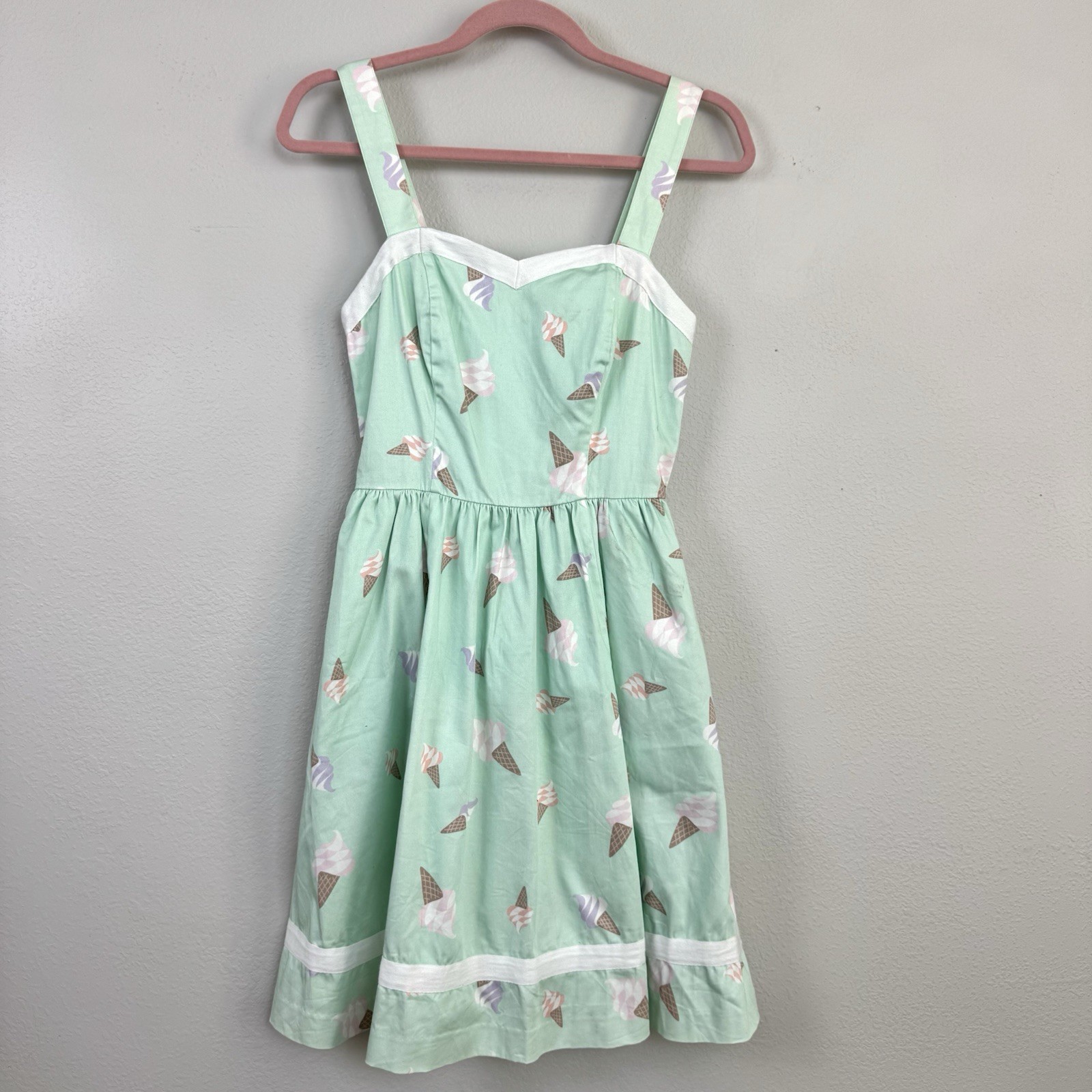 Bea & Dot ModCloth Sweetest Treat Ice Cream Cone Dress S Mint Green Pinup Retro