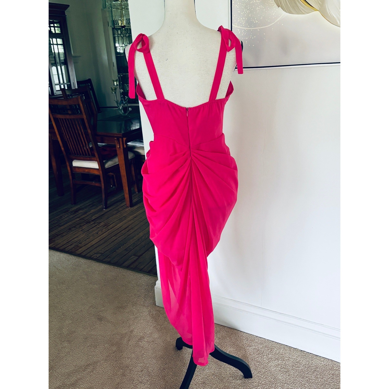 PrettyLittleThing Hot Pink Underwire Detail Draped Midi Dress Sz 8