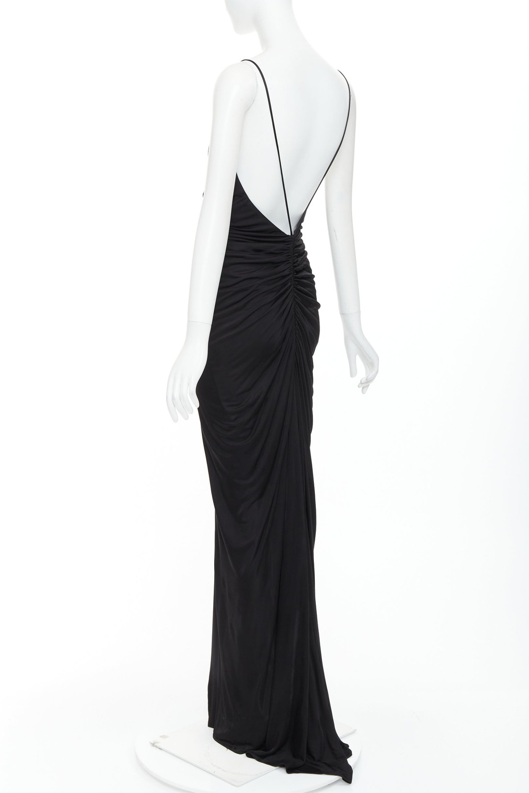 rare SAINT LAURENT 2022 Runway purple Wild Rose applique ruched plunge gown XS