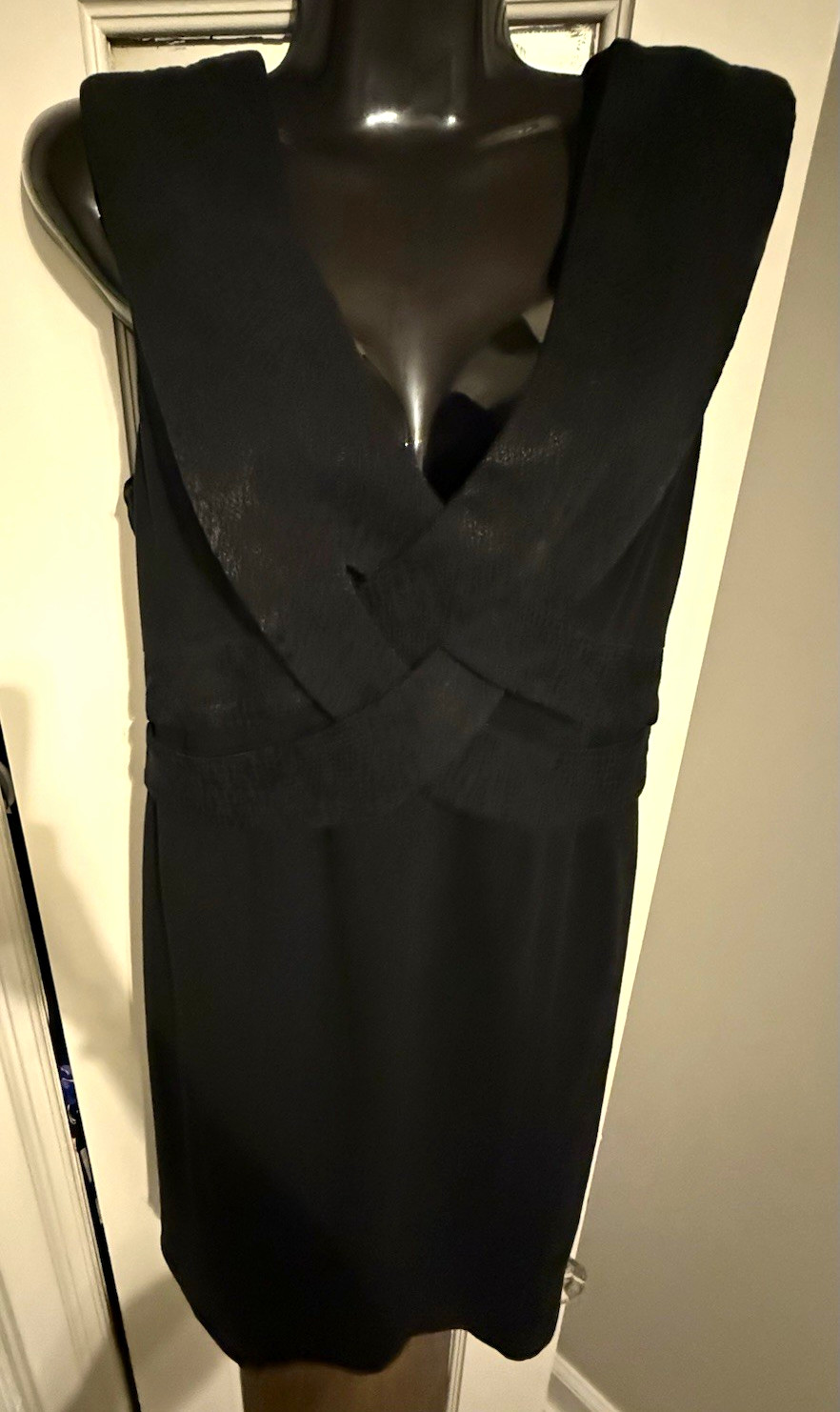 Black Halo Textured Snake Print Criss Cross Front Sheath Dress Black 4