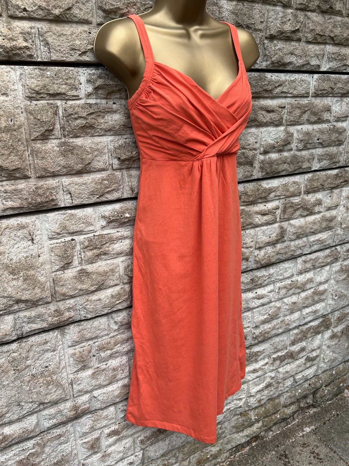Ladies Collection By Jackpot Orange Adelas Strappy Cotton Stretch Midi Dress UKL
