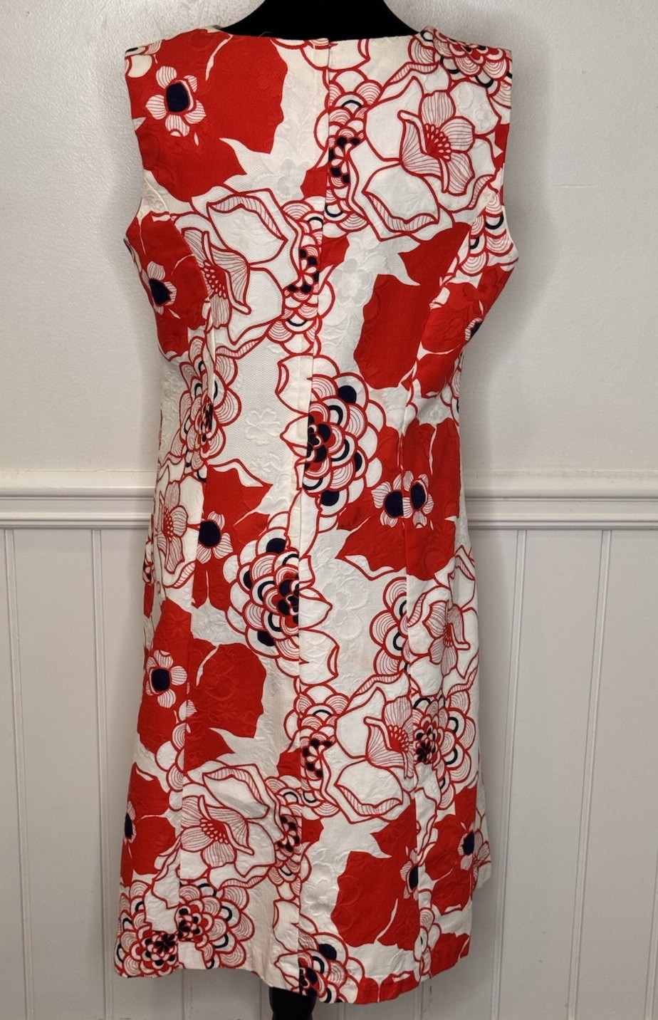 Vintage Miami Dress Shift M Red Floral Mod 60s Retro Mad Men USA