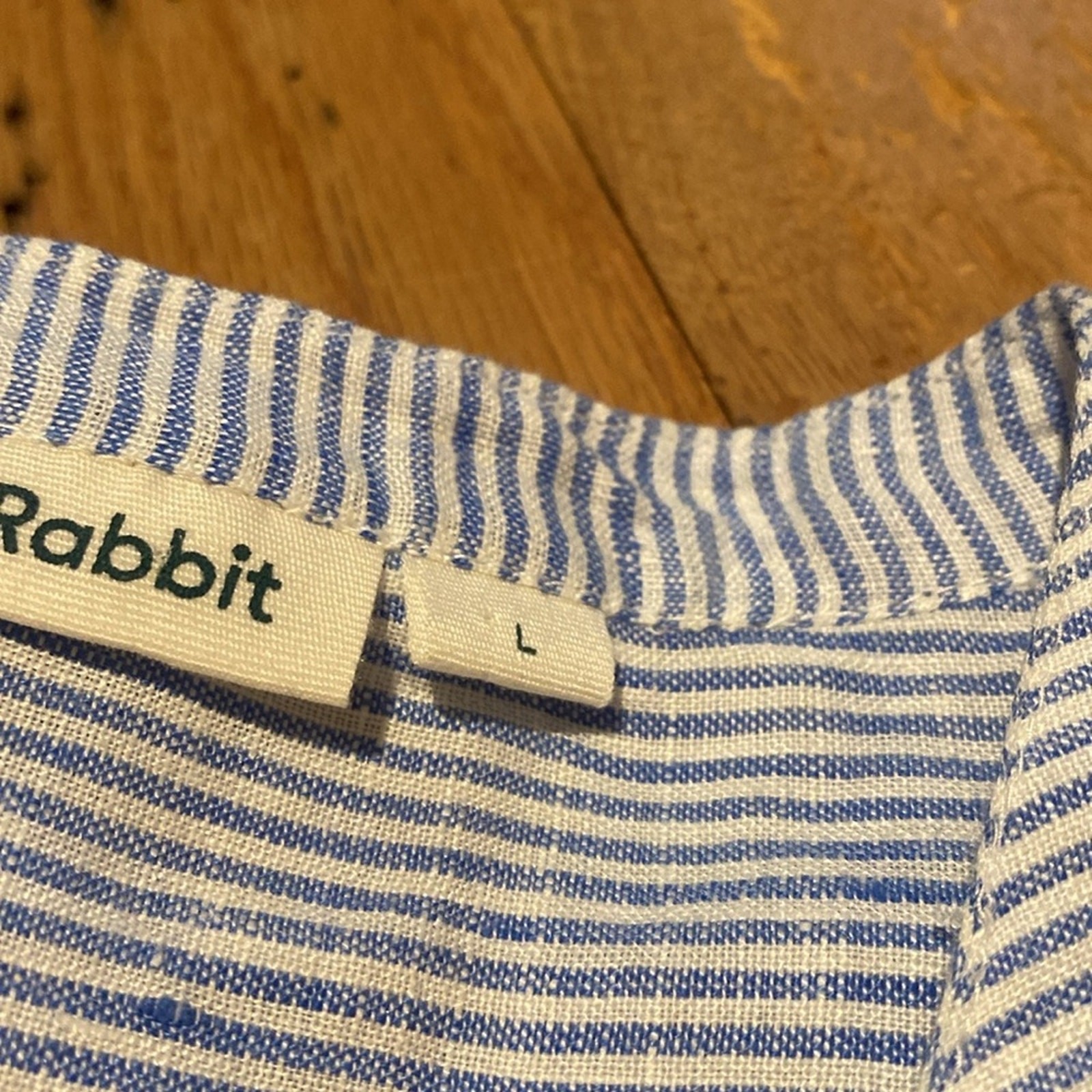 ROLLER RABBIT Blue White Jeni Stripe Asymmetrical Fringe Berenice Dress LARGE